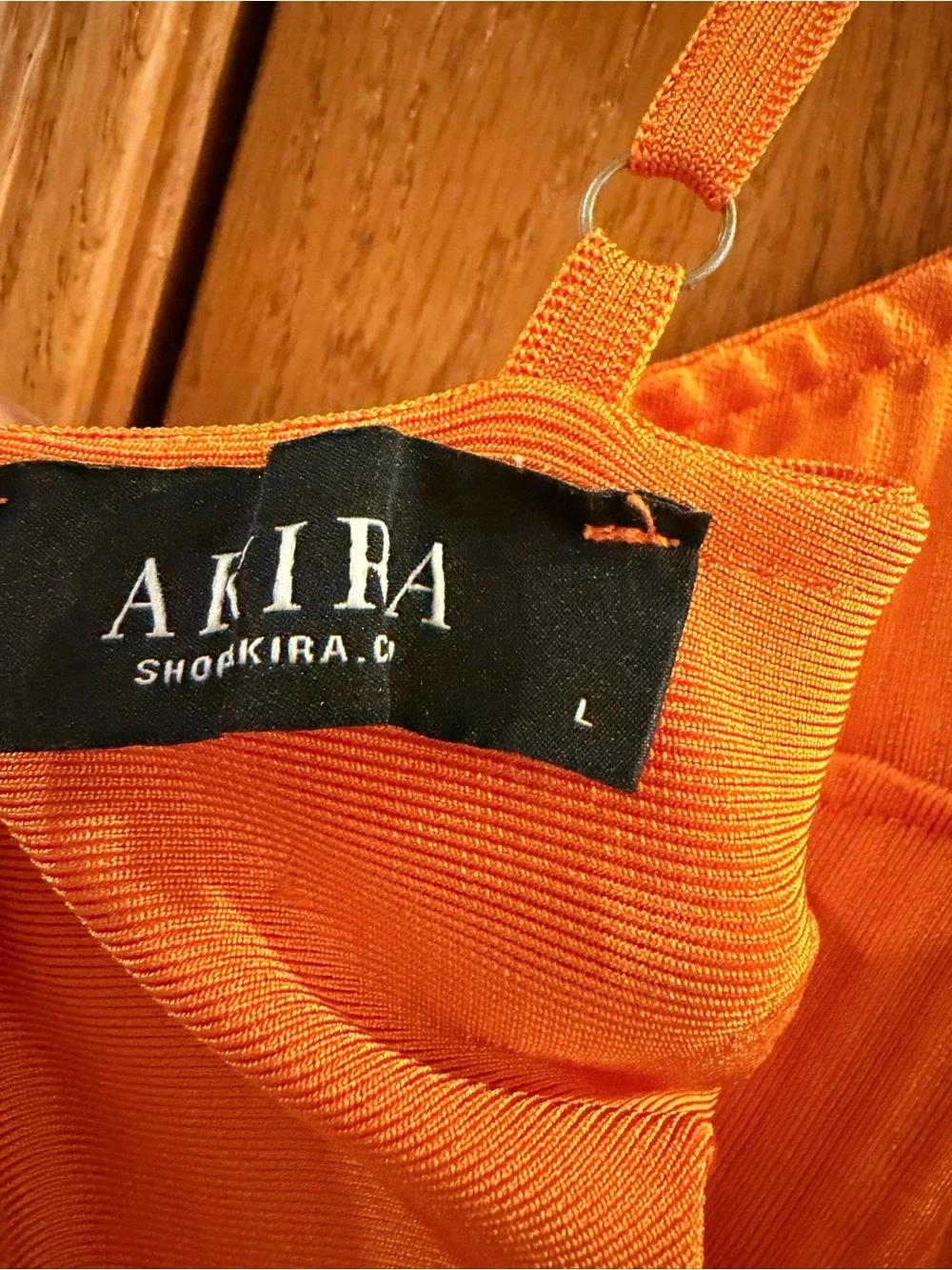 AKIRA Orange Spaghetti Strap Midi Bodycon Dress - Picture 4 of 4